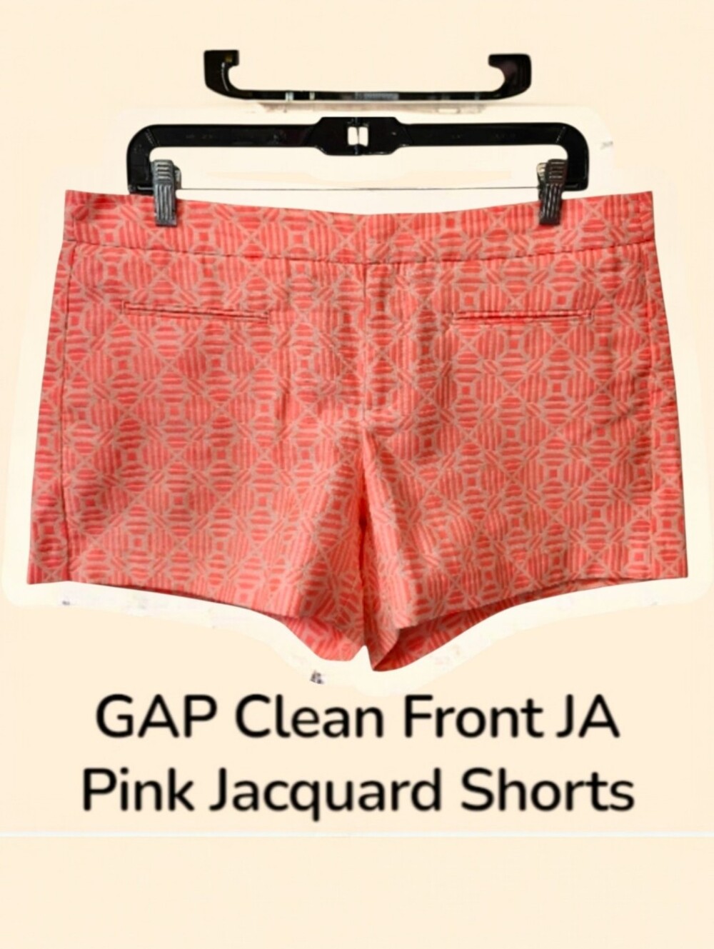 GAP Women's Clean Front Pink Jacquard‎ Flat Front Shorts Sz 10 Neon Preppy